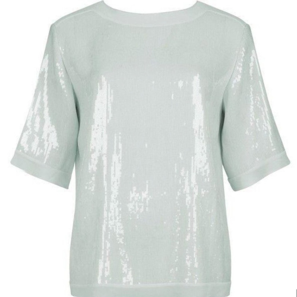 Ted Baker Light Blue Pansina Sequin Top Size 2 - Picture 3 of 9